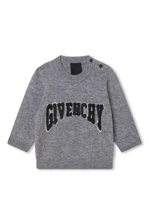 Maglione in misto lana e cashmere grigio GIVENCHY KIDS | H05274A17